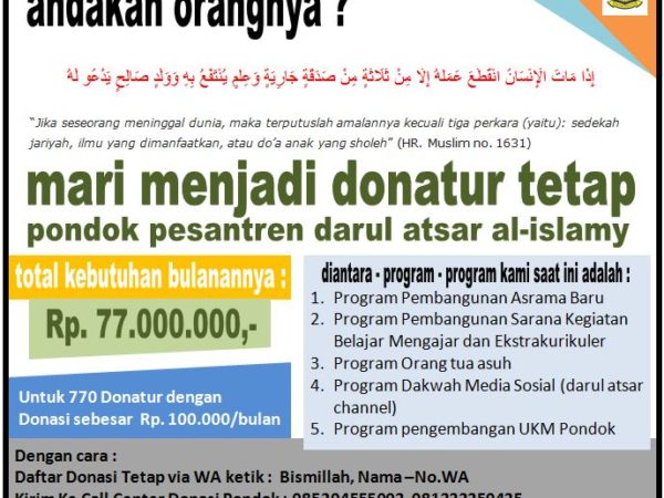 Yuk...menjadi donatur tetap pondok...
