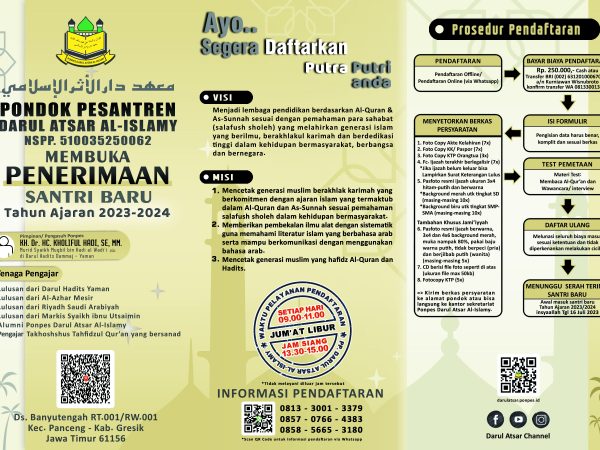 Pendaftaran Santri Baru Th. Ajaran 2023-2024 (Brosur-1)